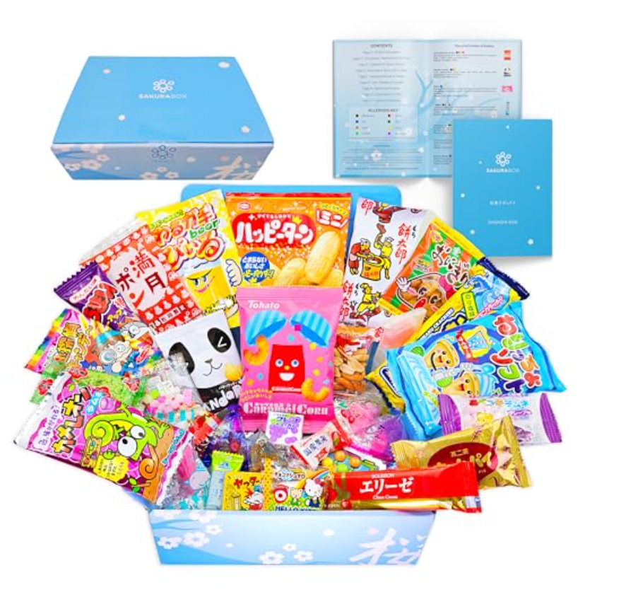 Sakura Box Japanese Snacks & Candy 30 Piece Dagashi Set Gift (Box)