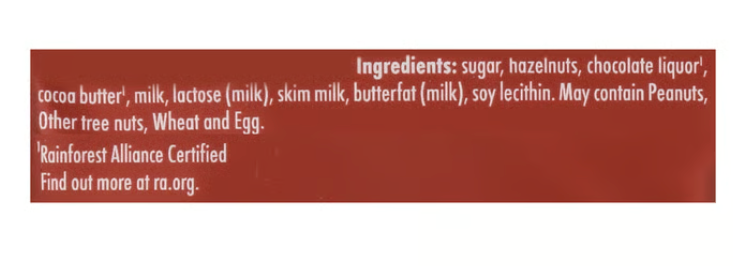 Ritter Sport Milk Chocolate with Whole Hazelnuts Candy Bar (3.5 oz) - expires July 29 2026