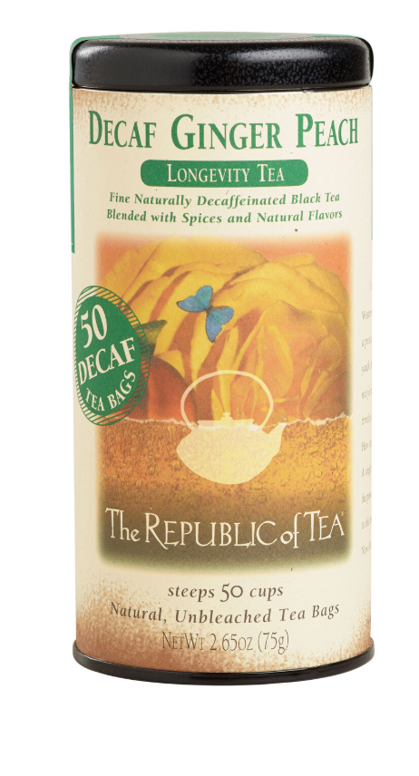 The Republic of Tea Decaf Ginger Peach Black Tea 50 Count