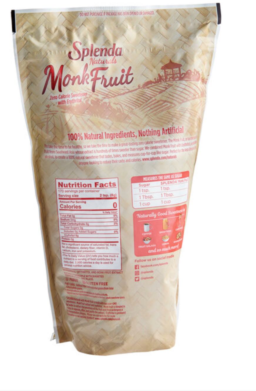 Splenda Monk Fruit Sweetener 3 lb.