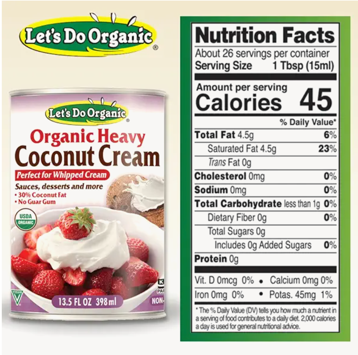 Lets Do Organic Heavy Coconut Cream - 13.5 fl Oz (Pack of 1) | Vegan Whipped Cream