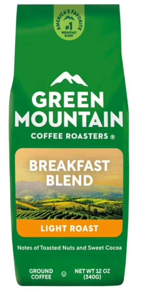 Green Mountain Coffee Roasters Breakfast Blend, Light Roast, Ground Coffee, 12 oz - expires March 05 2027