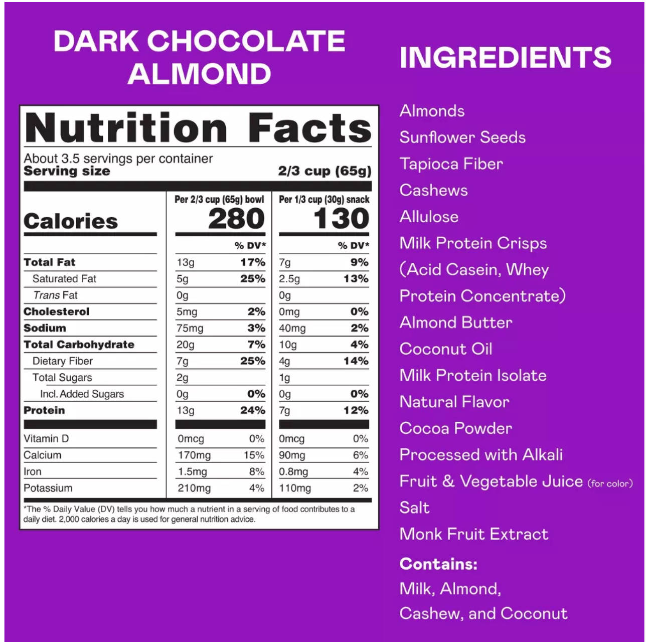 MAGIC SPOON Dark Chocolate Almond Protein Granola - 8oz: No Certified Synthetic Colors - expires 12/19/2026