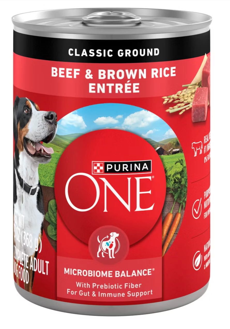 Purina ONE SmartBlend Classic Ground Wet Dog Food Beef & Brown Rice Entrée - 13oz