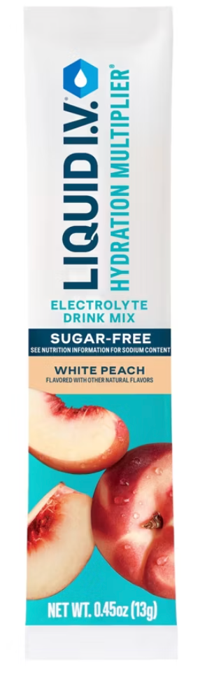 Liquid I.V. Sugar Free Hydration Multiplier Vegan Powder Electrolyte Supplements - White Peach - 0.45oz