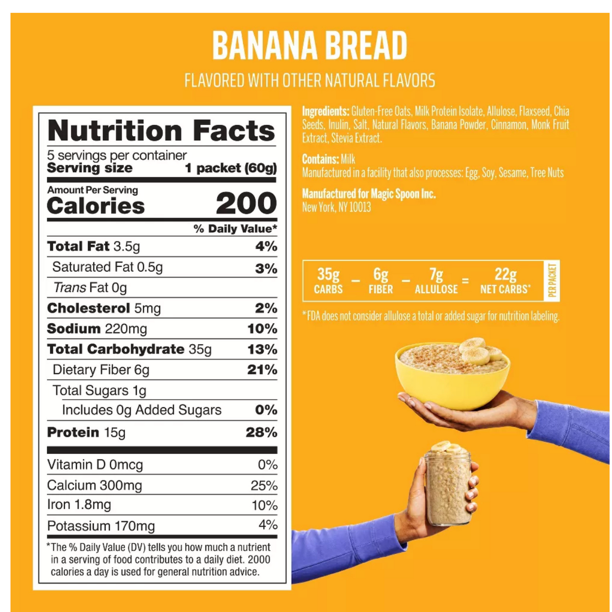 MAGIC SPOON Banana Bread Oatmeal - 10.5oz/5ct - expires 05/07/2027