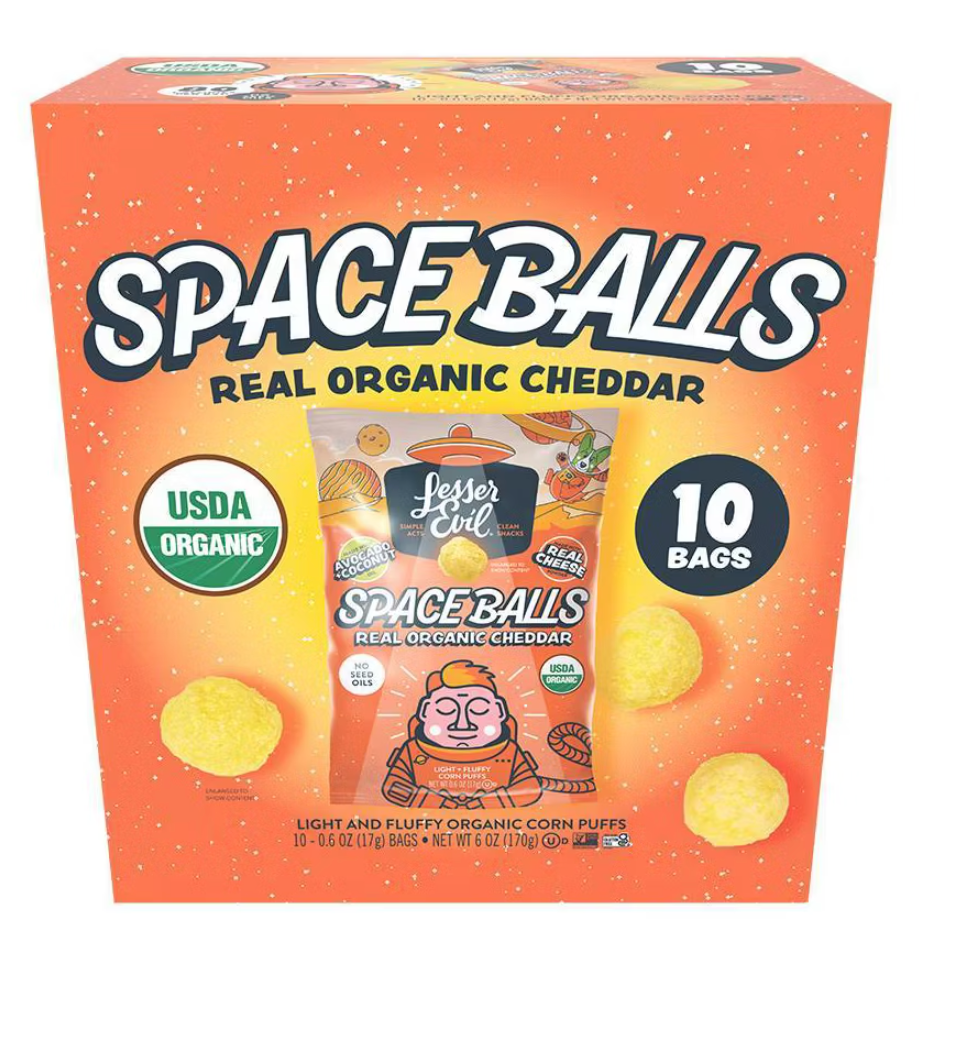 LesserEvil Spaceballs Real Cheese Snack Pack Puffs - 6oz/10ct