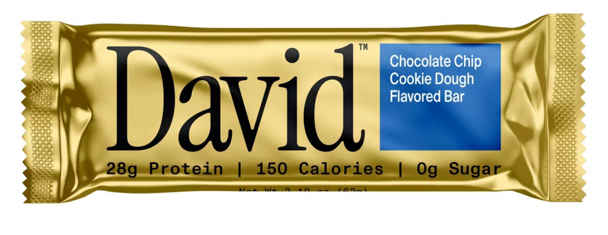 David Protein Gold Chocolate Chip Cookie Dough High Protein Bars - 28g Protein - 62gms - expires Apr 23 2027