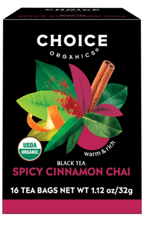 Choice Organics – Organic Spicy Cinnamon Chai Tea - 16 tea bags