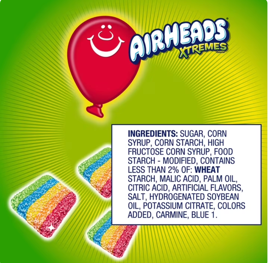 Airheads Xtremes Bites Candy, Rainbow Berry, 6 oz Bag