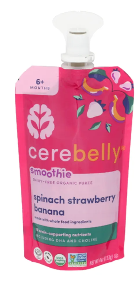 Cerebelly Inc Organic Spinach Strawberry Banana Smoothie Baby Food Pouch - expires June 05 2027