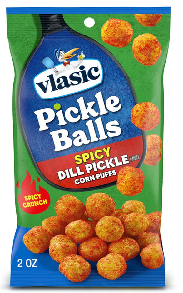 Vlasic Pickle Balls Spicy Dill Pickle Flavored Corn Puffs - expired June 14 2026