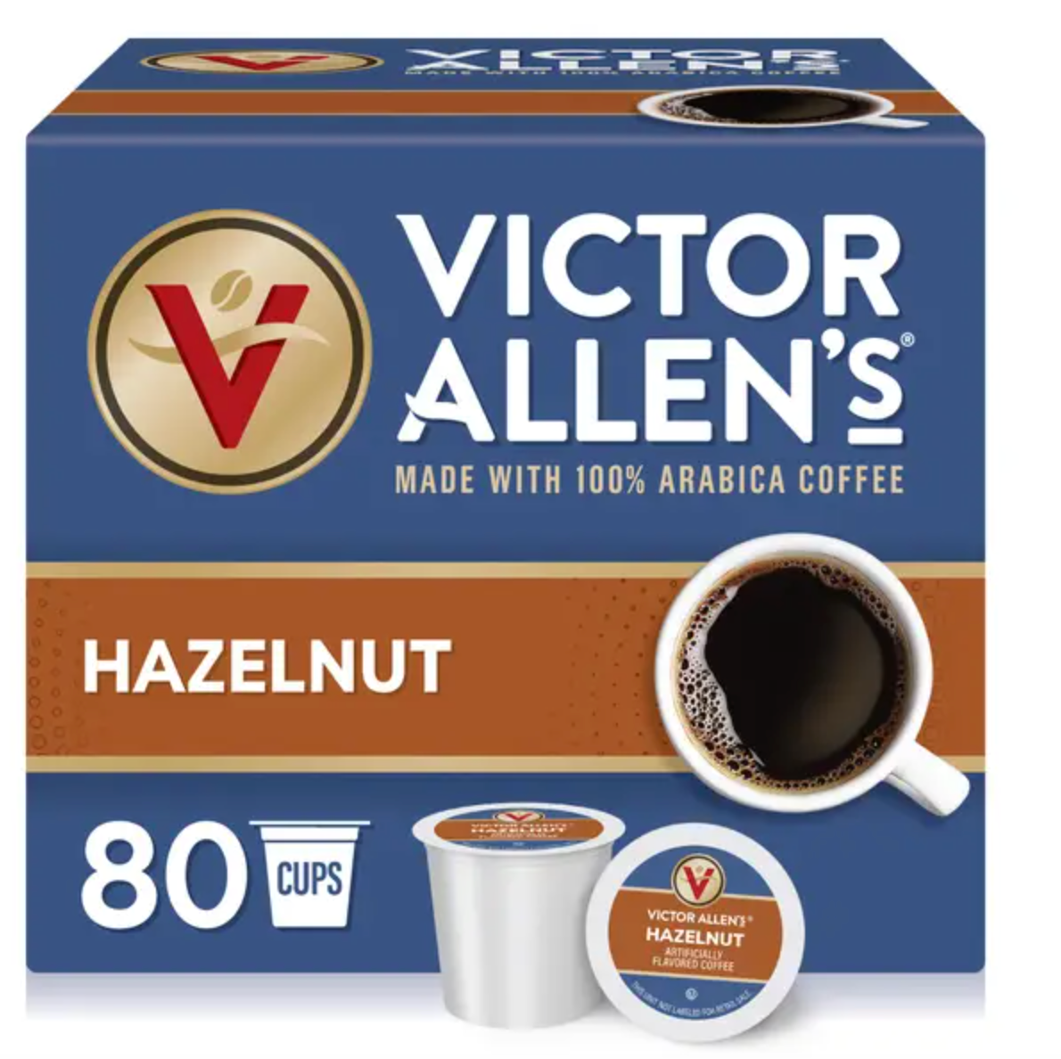 Victor Allen's Coffee 80-Count Hazelnut Medium Roast, Single Serve Coffee Pods - expires 5/31/2028
