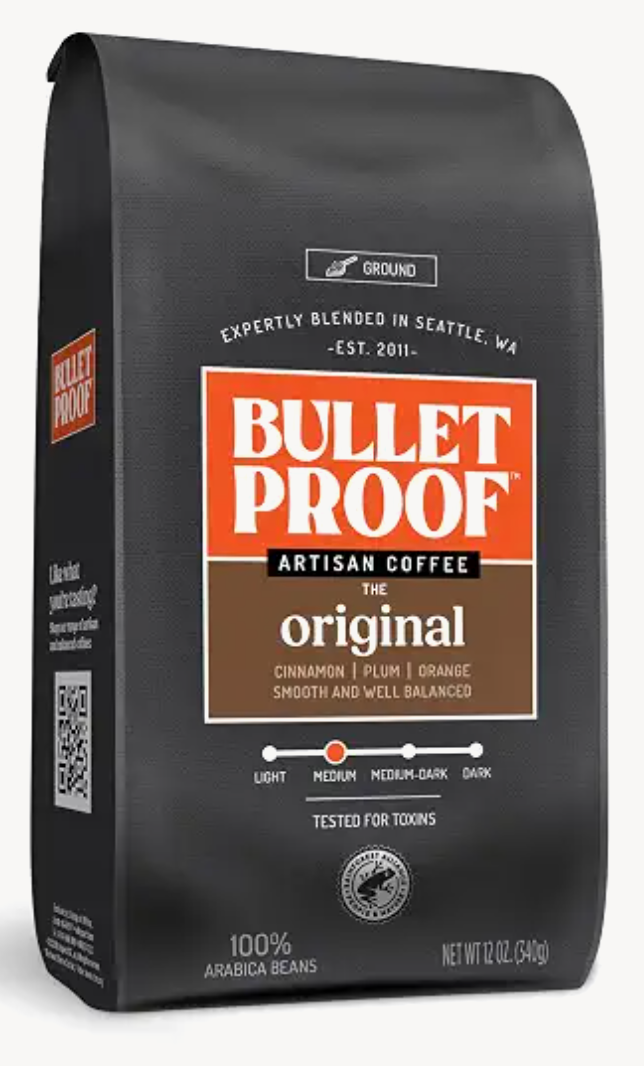 Bulletproof Original Medium Roast Ground Coffee, 12 oz | Clean Coffee Sustainably Sourced, 100% Arabica Coffe - , Tested for Toxins - expires 5/22/2027