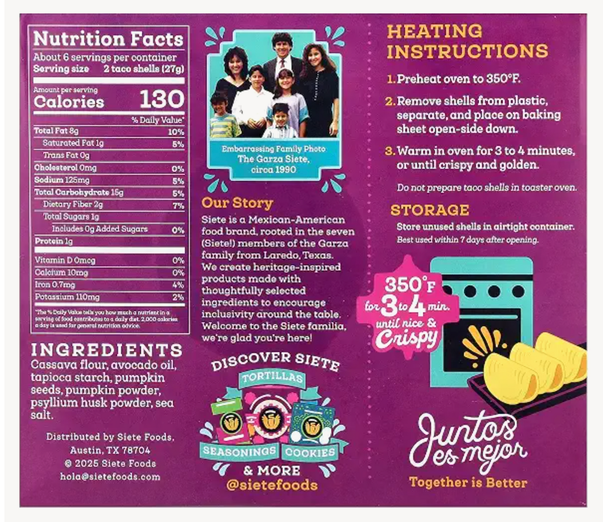 Siete Family Foods, Taco Shells Grain Free, 5.5 Ounce