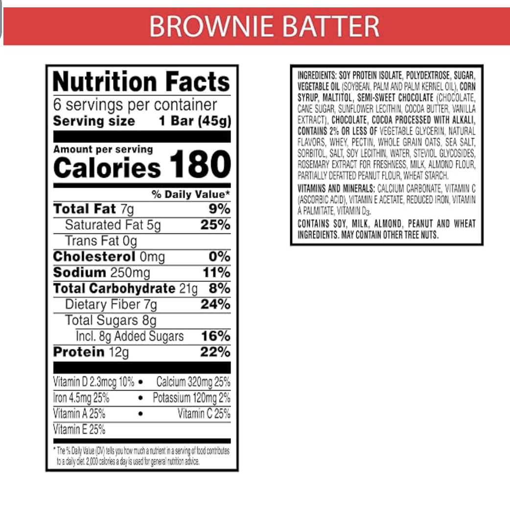 Special K Protein Meal Bars, 12g Protein, Meal Replacement, Brownie Batter, 9.5oz Box (6 Bars) - expires May 06 2027