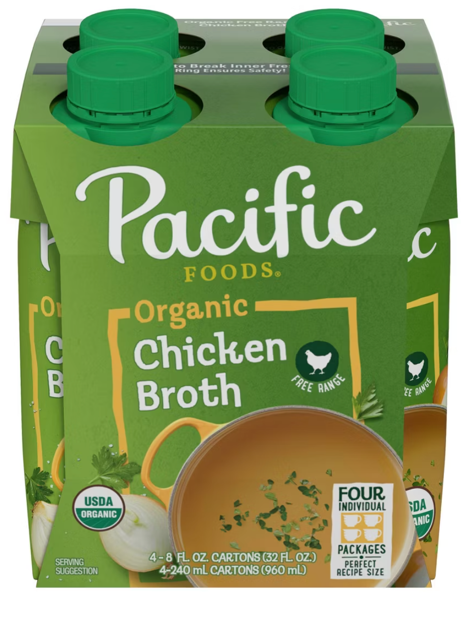 Pacific Foods Gluten Free Organic Free Range Chicken Broth - 4ct/8 fl oz each