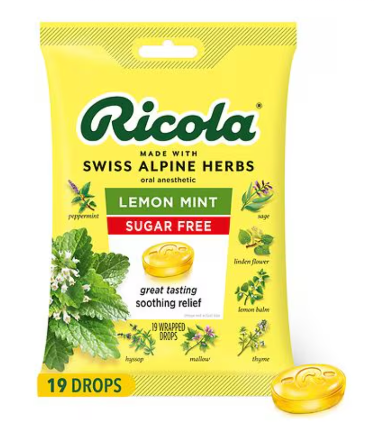 Ricola Herb Throat Drops Sugar Free Lemon Mint (Actual Item May Vary), 19.0 ea