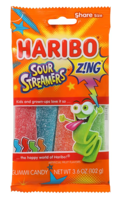 Haribo Sour Streamers Gummi Candy (3.6 oz)