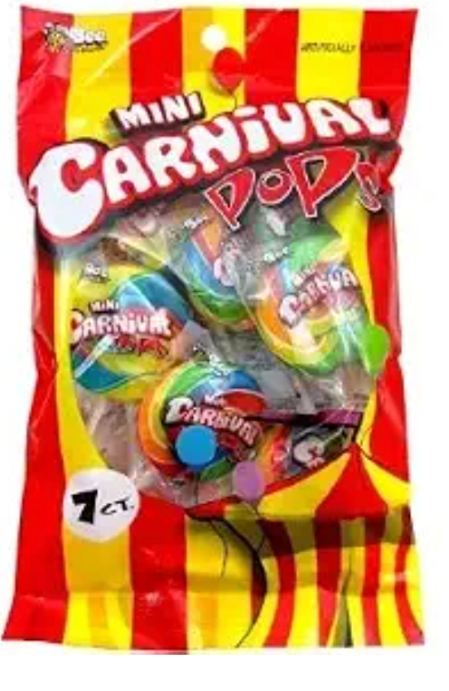 Bee International Mini Carnival Multi Swirl Pops, 7 Count, 2.9 Ounces