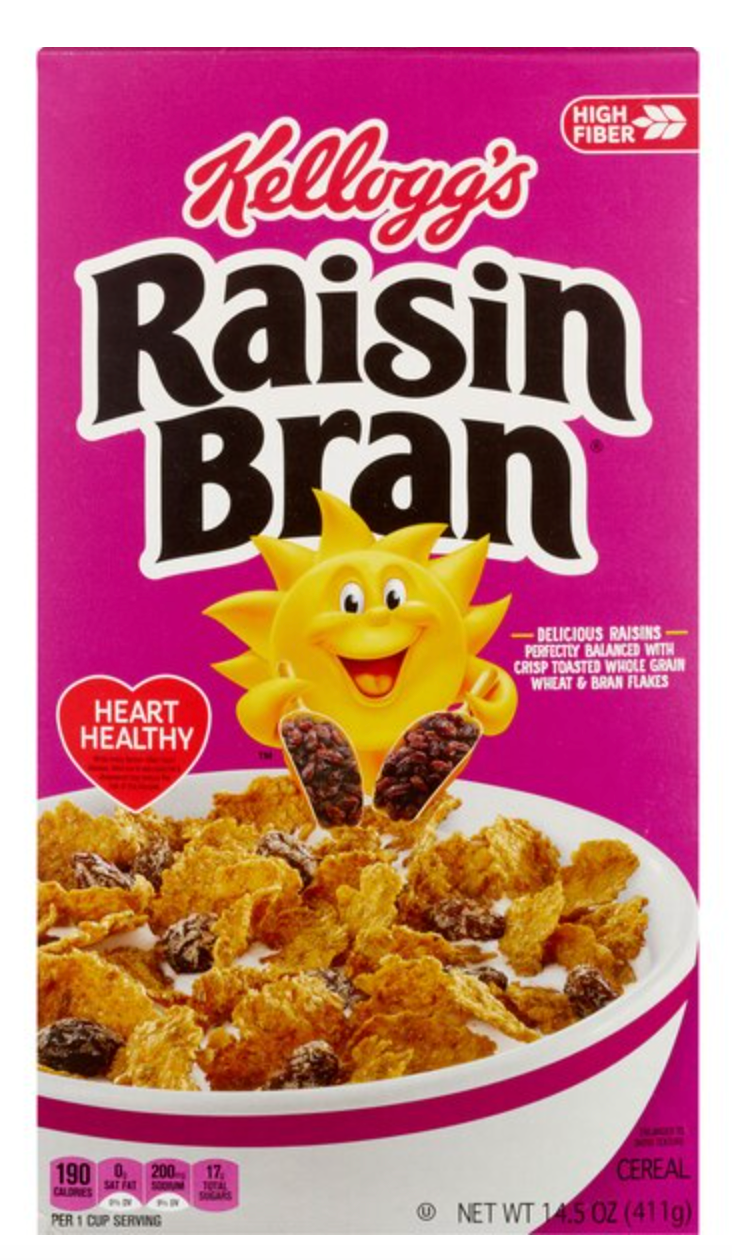 Kellogg's Raisin Bran Breakfast Cereal - 14.5z: Low Fat, No High Fructose Corn Syrup - expired May 03 2026