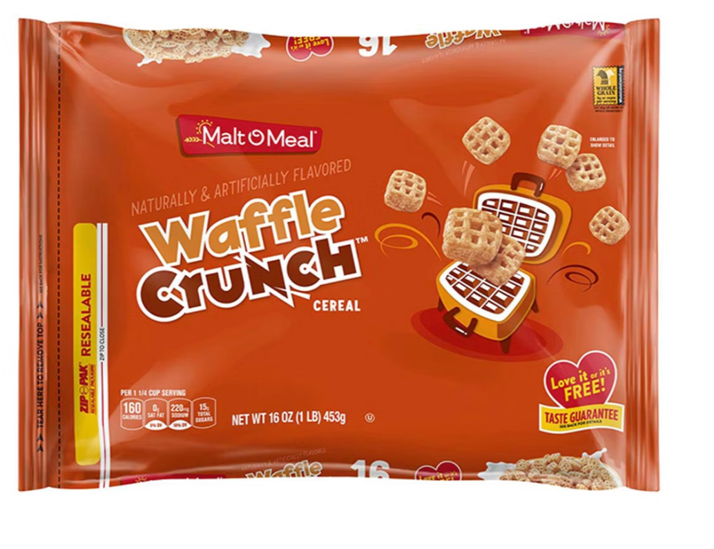 Malt-O-Meal Waffle Crunch Breakfast Cereal, 16 oz - expired Feb 19 2026