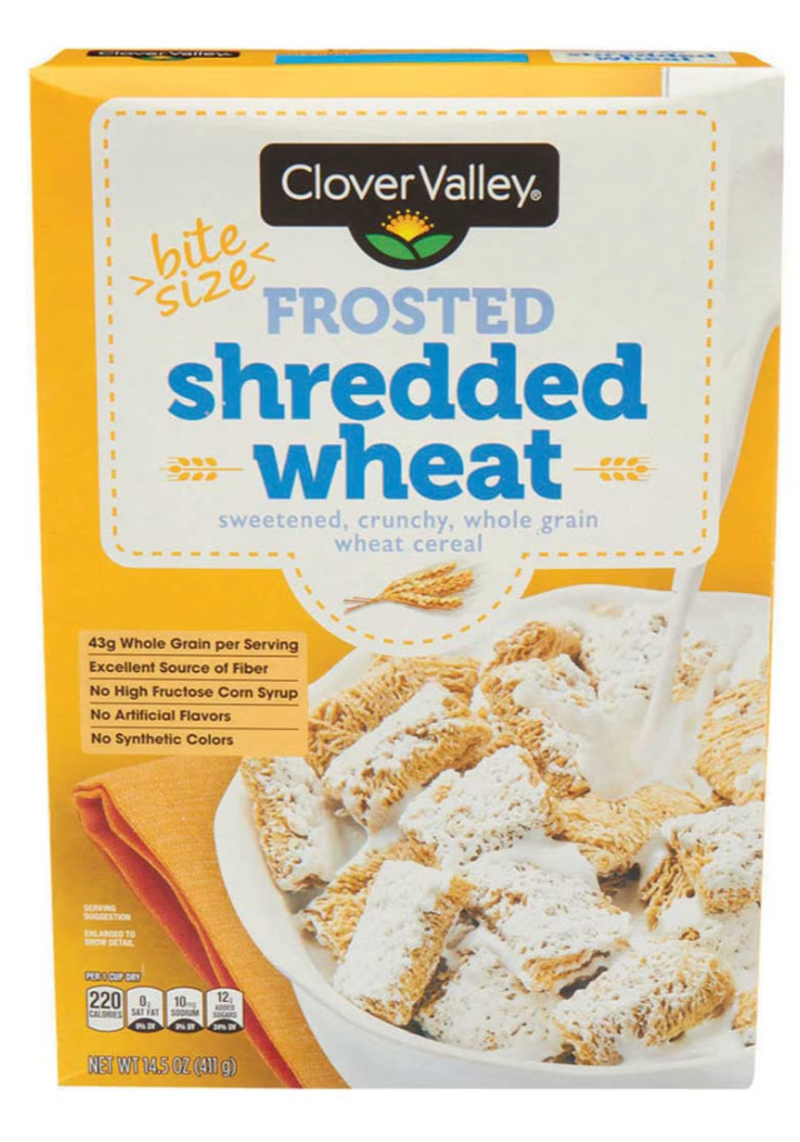 Clover Valley Frosted Shredded Wheat Cereal, 14.5 oz - expired June 12 2026