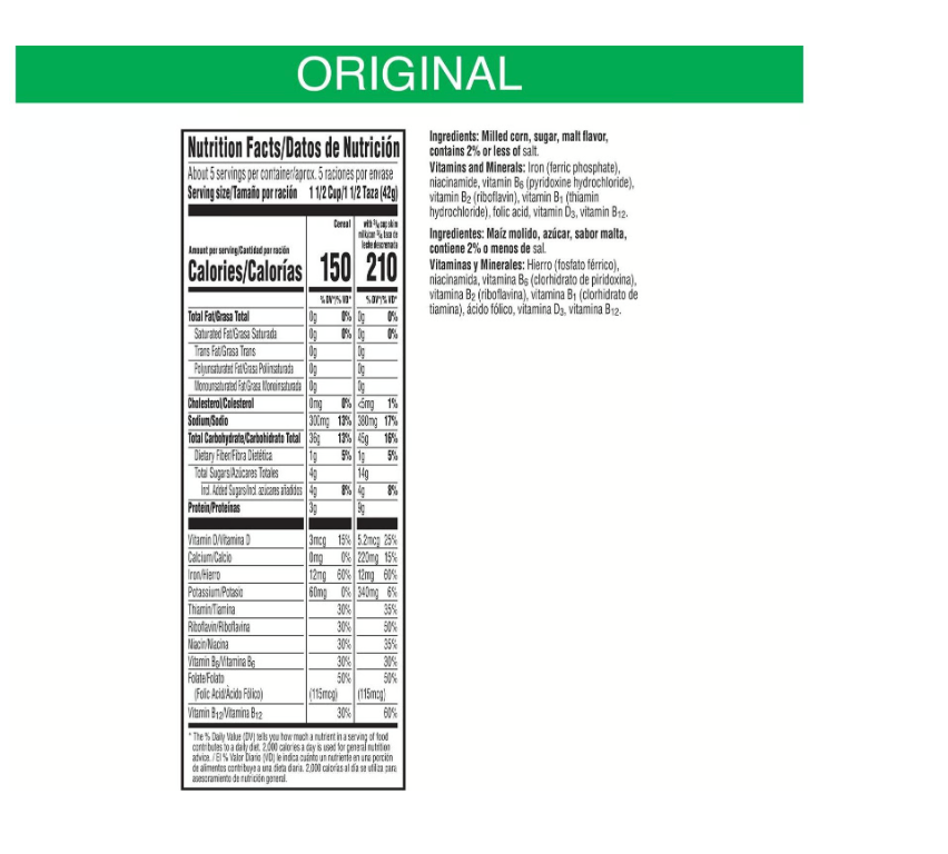 Corn Flakes Original Family Breakfast Cereal (8.6 oz) - expired Feb 03 2026