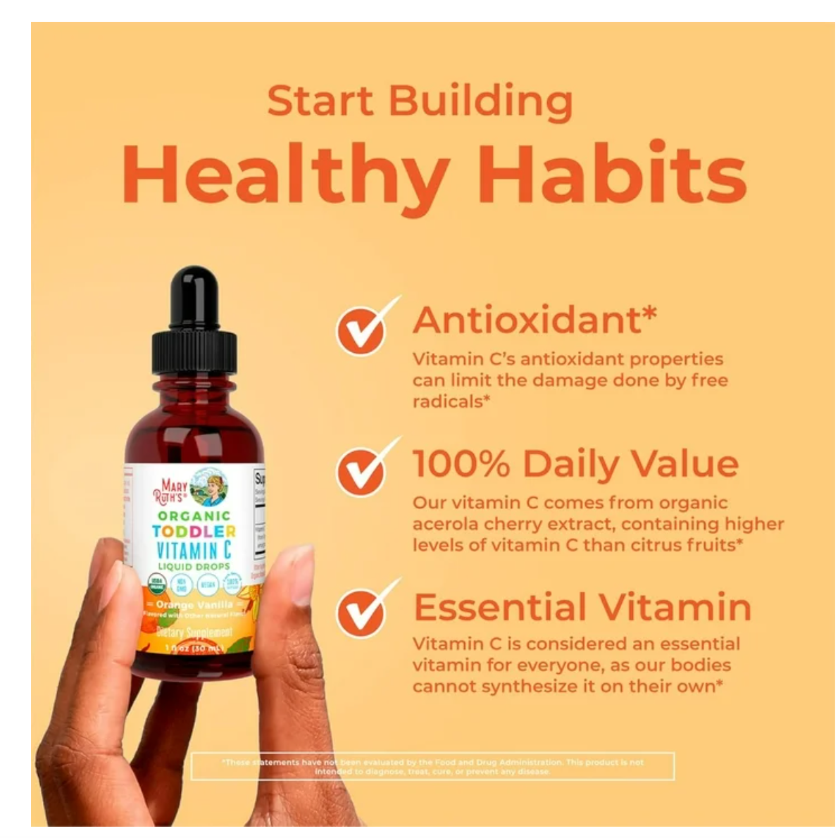 MaryRuth's Toddler Vitamin C Drops, Orange Vanilla, Org, 1 oz - Expires 12/2026