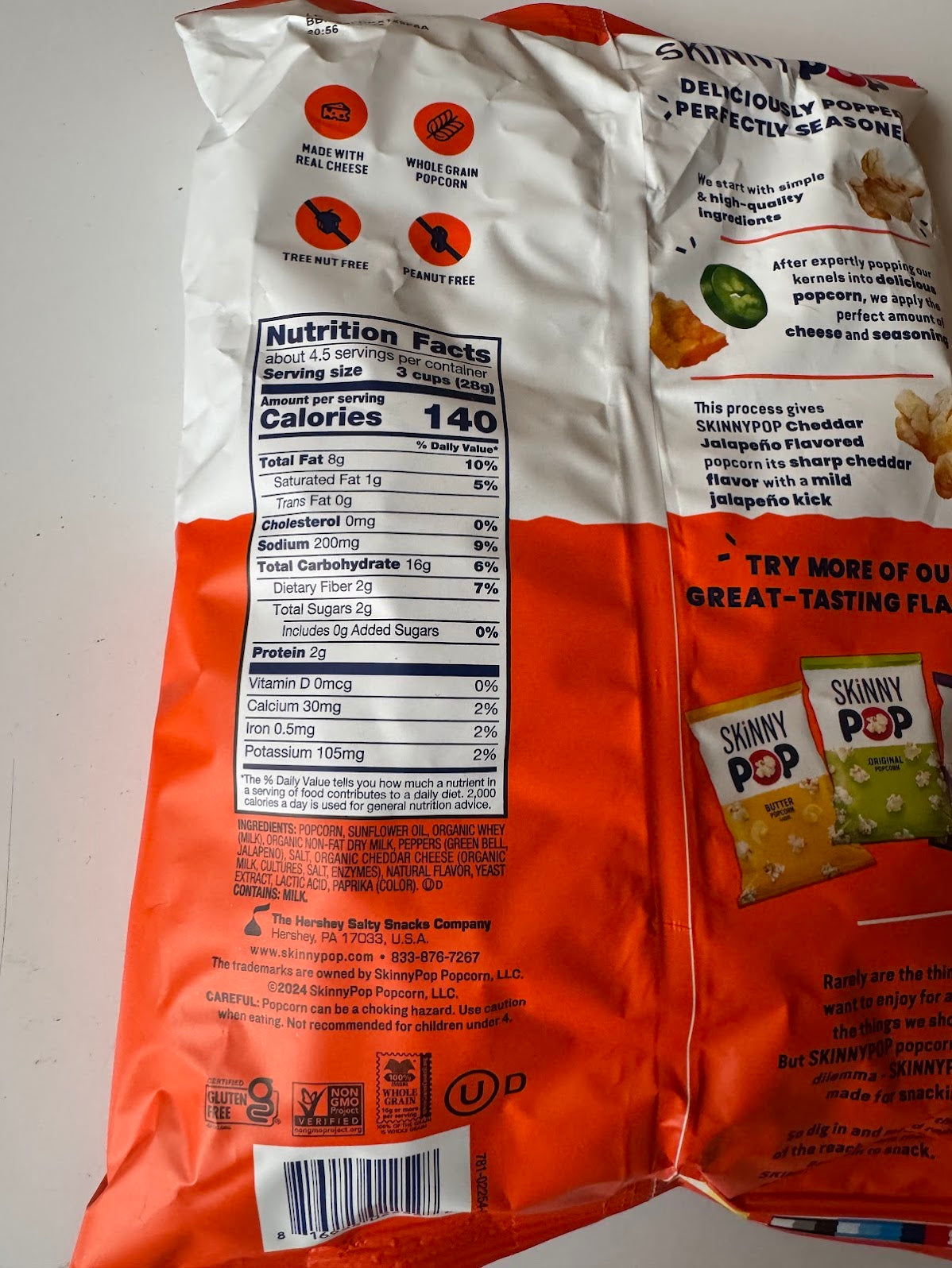 Skinny Pop Cheddar Jalapeño Popcorn