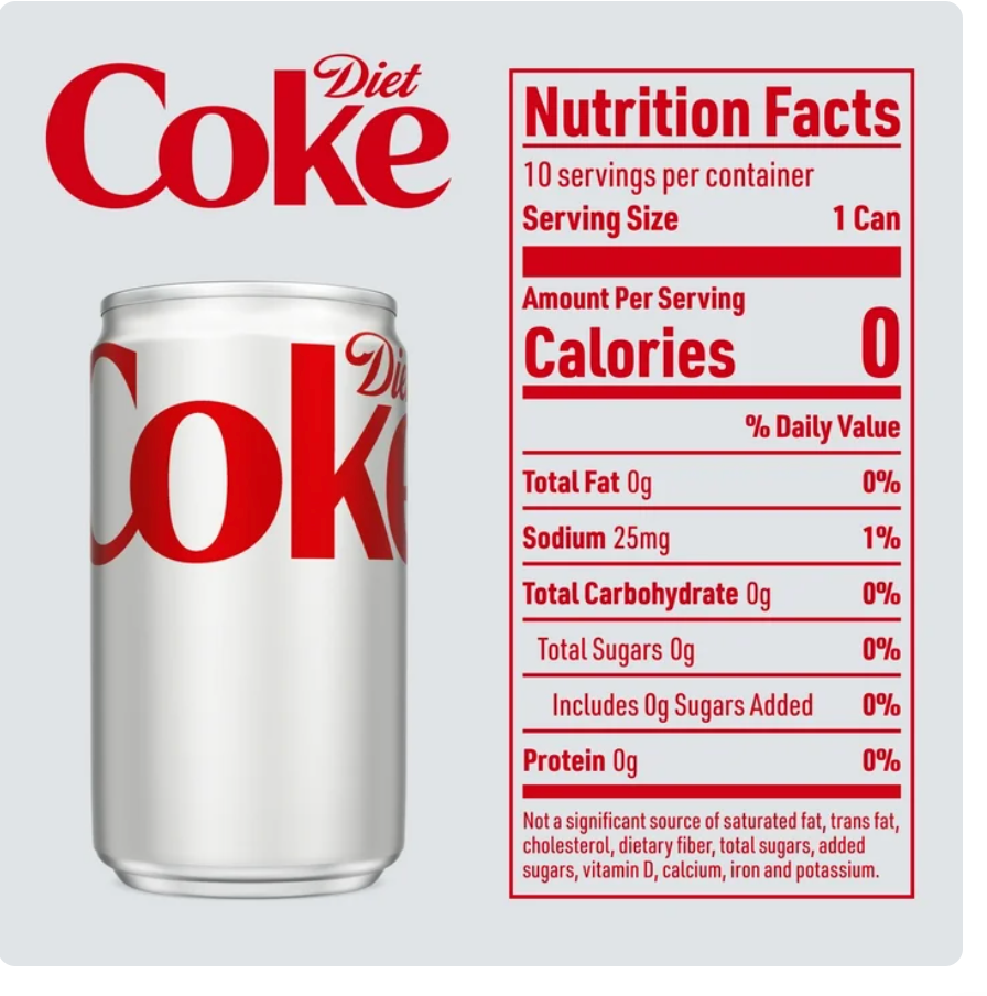 Diet Coke Diet Cola Soda Fridge Pack, 7.5 fl oz Mini Cans, 10 Pack