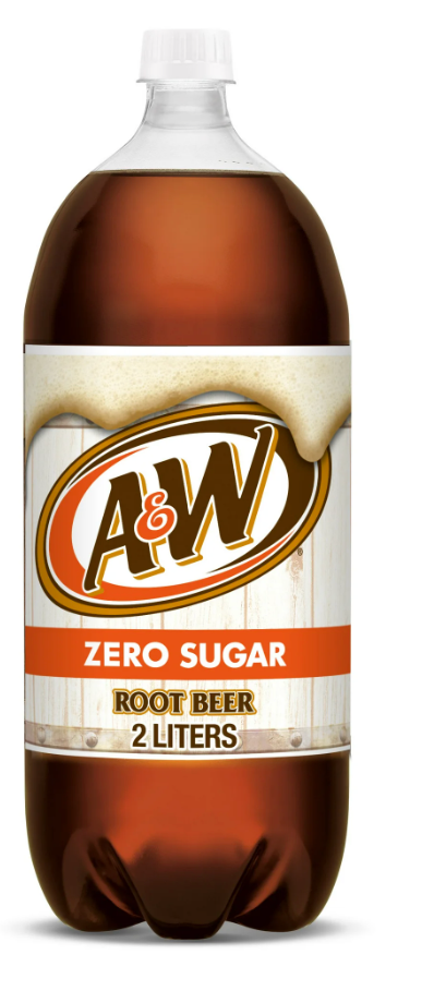 A&W Zero Sugar Root Beer Soda Pop, 2 L, Bottle