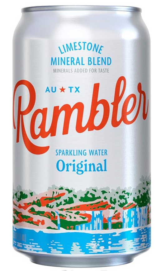 AUTX RAMBLER Sparkling Water, Texas Limestone Filtered, 12-Ounce Can