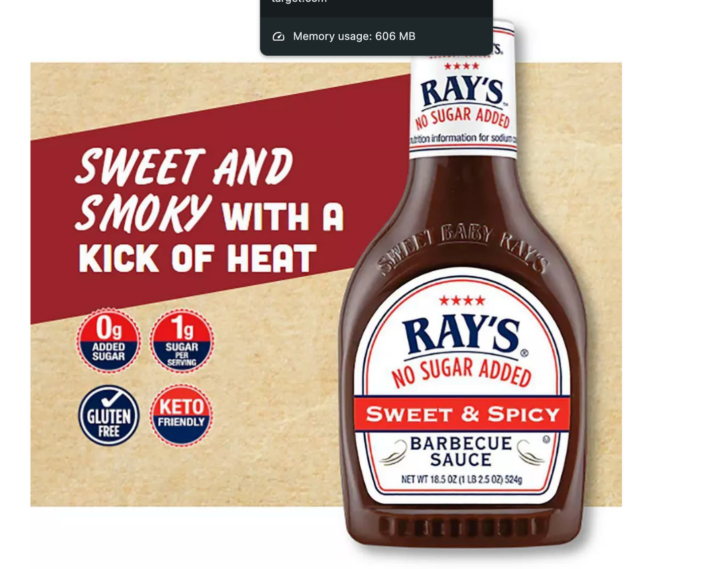 Sweet Baby Ray's No Sugar Added Sweet and Spicy BBQ Sauce - 18.5oz