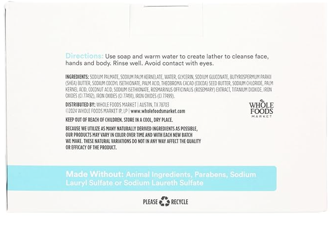 365 by Whole Foods Market, Fragrance Free Bar Soap, 30 Ounce, 8 Count