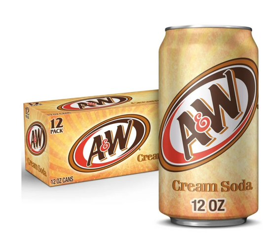 A&W Cream Soda Pop, 12 fl oz, 12 Pack Cans