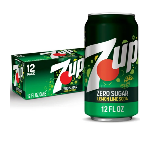 7UP Caffeine Free Zero Sugar Lemon Lime Soda Pop, 12 fl oz, 12 Pack Cans