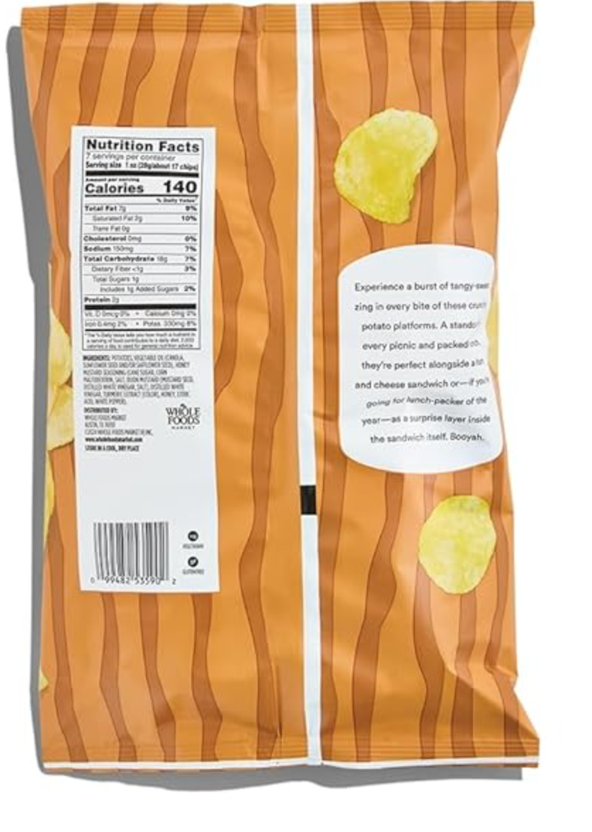 365 by Whole Foods Market, Kettle Cooked Potato Chips, Honey Mustard, 7 Ounce
