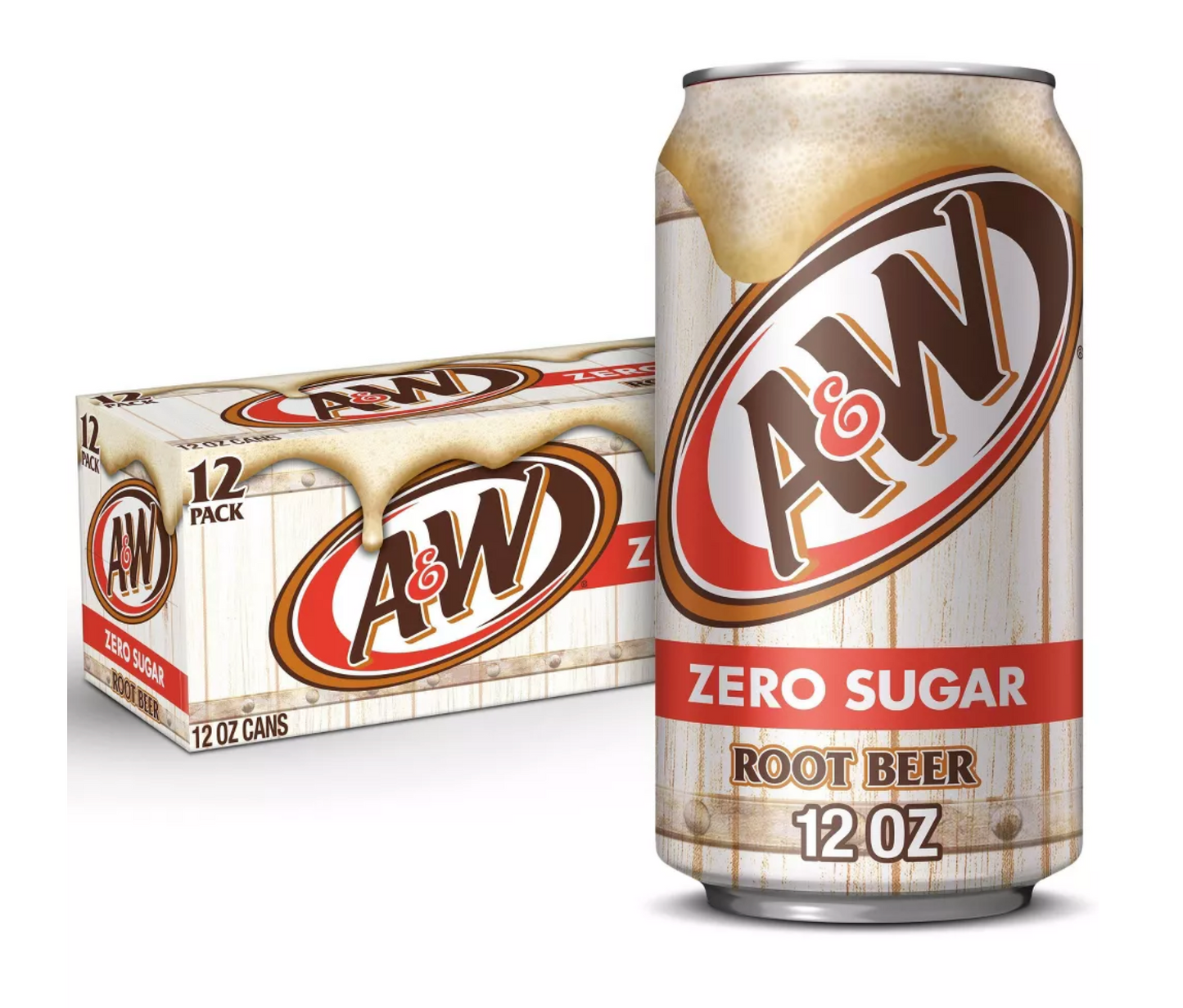 A&W Root Beer Zero Sugar Soda - 12pk/12 fl oz Cans
