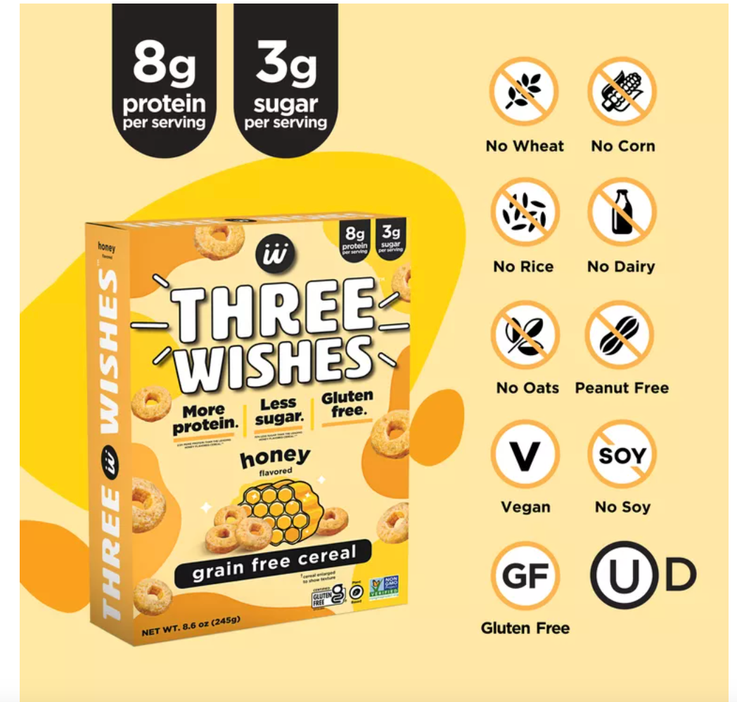 Three Wishes, Grain Free Cereal, Honey