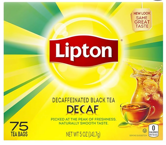 Lipton Tea Bags For a Delicious Beverage Decaffeinated Black Tea Caffeine-Free and Made With Real Tea Leaves 75 Tea Bags