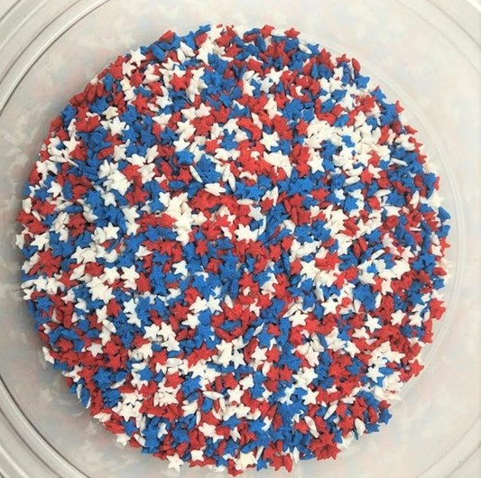 Patriotic Star Shapes MINI Red White Blue Stars Topping Sprinkles 1 pound