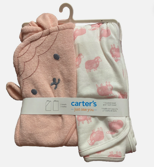 Carter's Just One You Pink Owl 2-Piece Bath Towel Set -