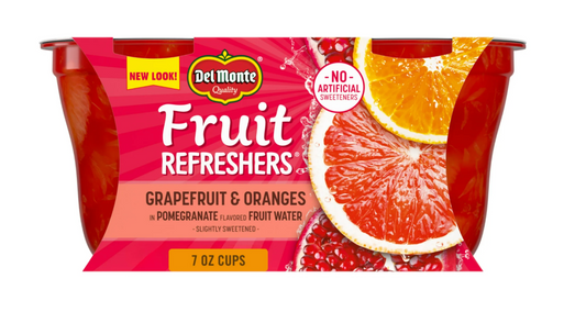 Del Monte Fruit refreshers Grapefruit and Oranges Fruit Cup Snacks in Sweetened Water, 7 oz Cup (Pack of 2) - Expired Apr 13 2025