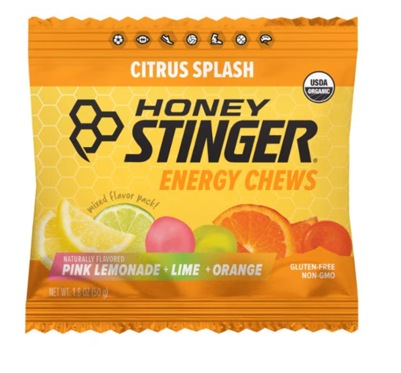 Honey Stinger  Organic Energy Chews - Citrus Splash - Pink Lemonade - Lemon - Orange