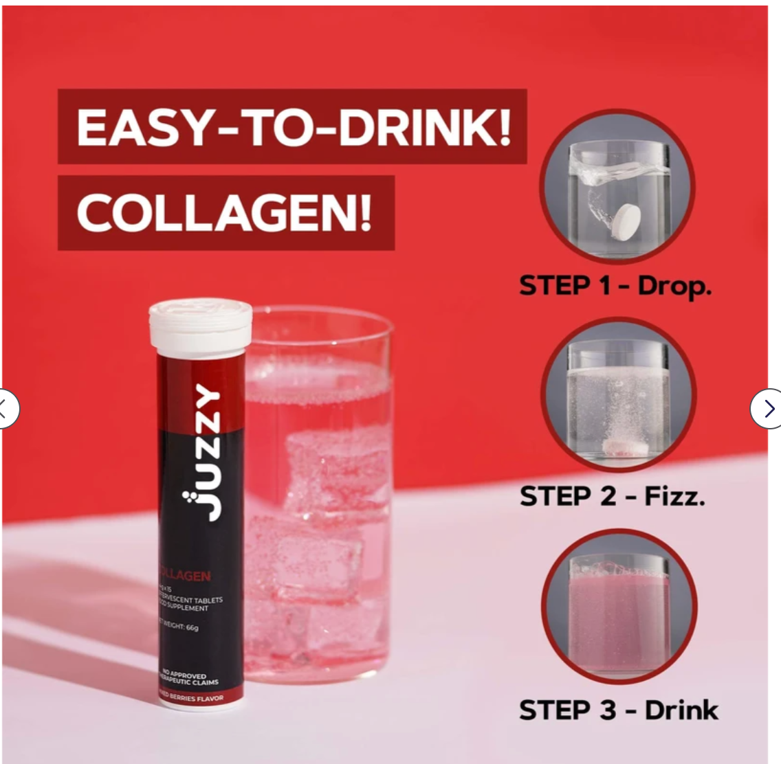 JUZZY Collagen Supplements - 500mg Effervescent Tablets for Radiant Skin, Strong Hair, Nails & Joints - Marine Collagen Peptide Drink with Vitamin E, C & Biotin for Men & Women - 1 Box, 30 Tablets May 07 2026
