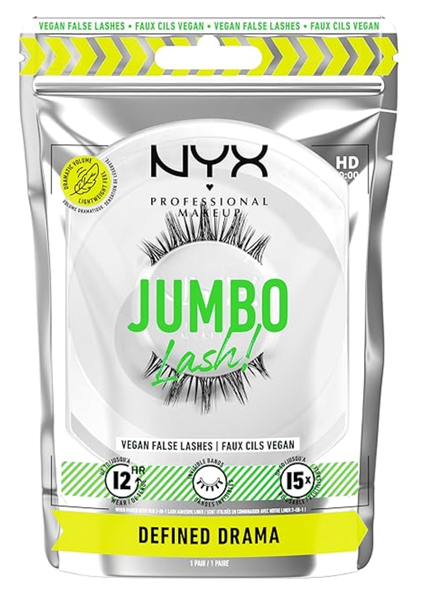 NYX PROFESSIONAL MAKEUP Jumbo Lash! Vegan False Eyelashes, Up to 12HR Wear, Reusable Fake Lashes - Defined Drama