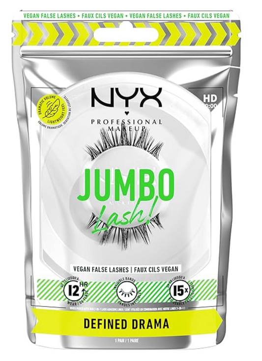 NYX PROFESSIONAL MAKEUP Jumbo Lash! Vegan False Eyelashes, Up to 12HR Wear, Reusable Fake Lashes - Defined Drama