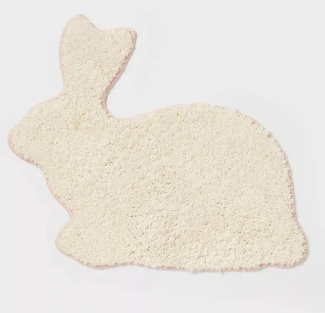 20"x24" nwt Easter Bunny Shaped Non Slip Bath Rug White - Threshold