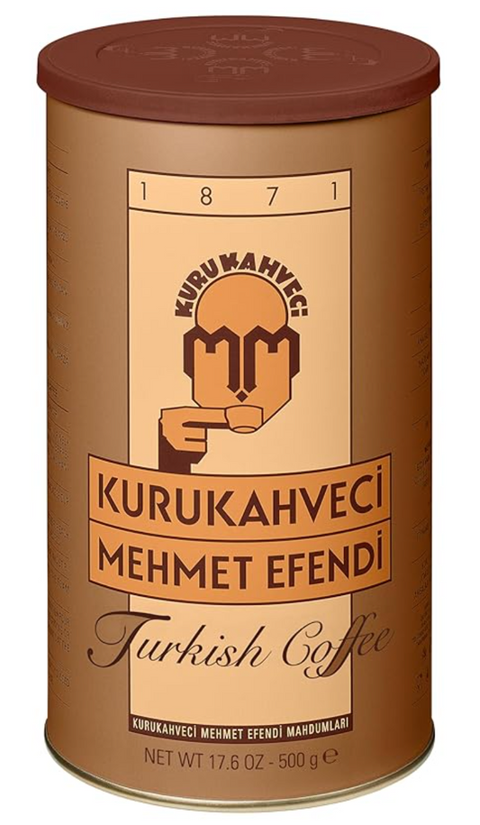 KURUKAHVECI MEHMET EFENDI Turkish Coffee, Arabica Beans, Roasted Ground,Rich Aroma, Fresh, Medium to Heavy-bodied, Original Taste Since 1871 (17.6 OZ / 500 Gr) - Expires 02/2026
